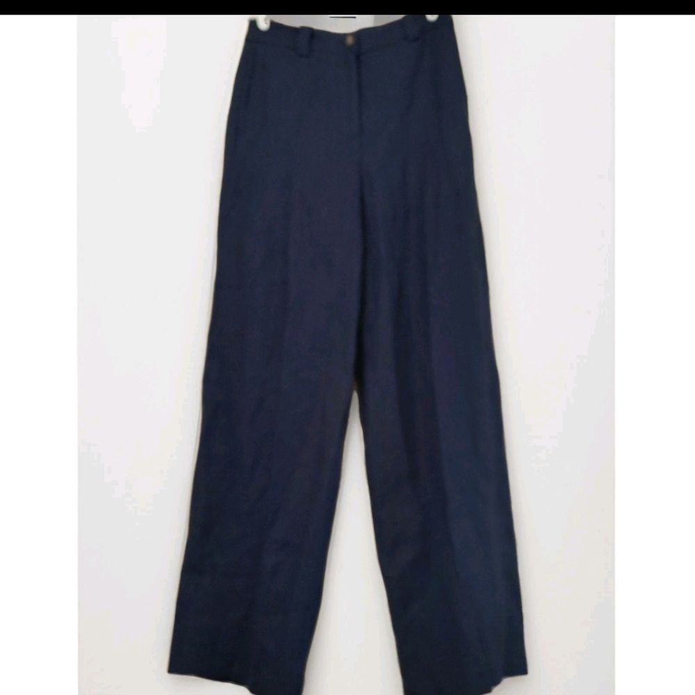 Boden Westbourne Navy Linen wide Leg Trouser Pant Sz 2L - Picture 3 of 13